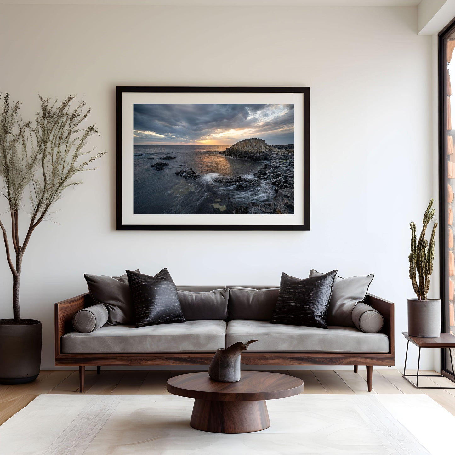 Giants Causeway Sunset Photograph, Irish Coastal Wall Art, Ocean Basalt Columns