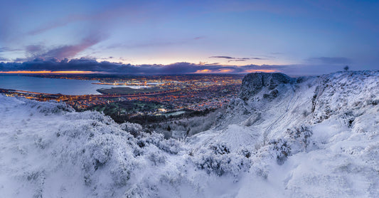 Cave Hill Snowfall at Sunrise Belfast Northern Ireland.